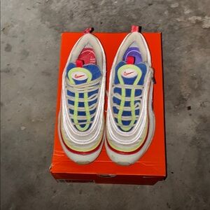 Nike Air Max Kids Sneakers with Blue, Pink, and Yellow